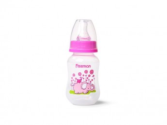 6874 FISSMAN Бутылочка для кормления 125 мл, цвет РОЗОВЫЙ (пластик)