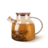 9539 FISSMAN Заварочный чайник 1200мл с бамбуковой крышкой и стальным фильтром (жаропрочное стекло)