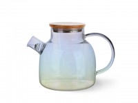 9541 FISSMAN Заварочный чайник 1200мл с бамбуковой крышкой и стальным фильтром (жаропрочное стекло)