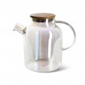 9545 FISSMAN Заварочный чайник 1800мл с бамбуковой крышкой и стальным фильтром (жаропрочное стекло)