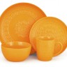 6280 FISSMAN Набор MOTIF из 16 пр. (4 кружки 440мл, 4 тарелки 20,8см, 4 тарелки 27,8см, 4 пиалы 15,2х7см / 660мл) цвет Оранжевый (керамика)
