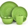 6281 FISSMAN Набор MOTIF из 16 пр. (4 кружки 440млl, 4 тарелки 20,8см, 4 тарелки 27,8см, 4 пиалы 15,2х7,3см /660мл) цвет Зеленый (керамика)
