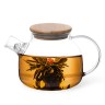 6536 FISSMAN Заварочный чайник 800мл с бамбуковой крышкой и стальным фильтром (жаропрочное стекло)